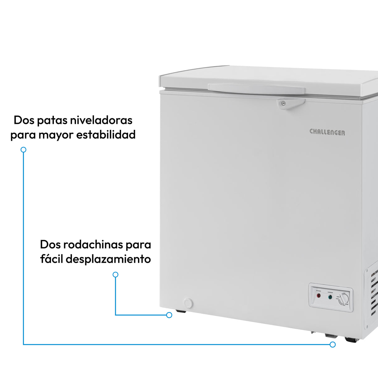 Congelador Challenger Blanco 75.4x84.5cm de 140 Litros Frost con Un Compartimiento - CONGELADORES | Bylmo