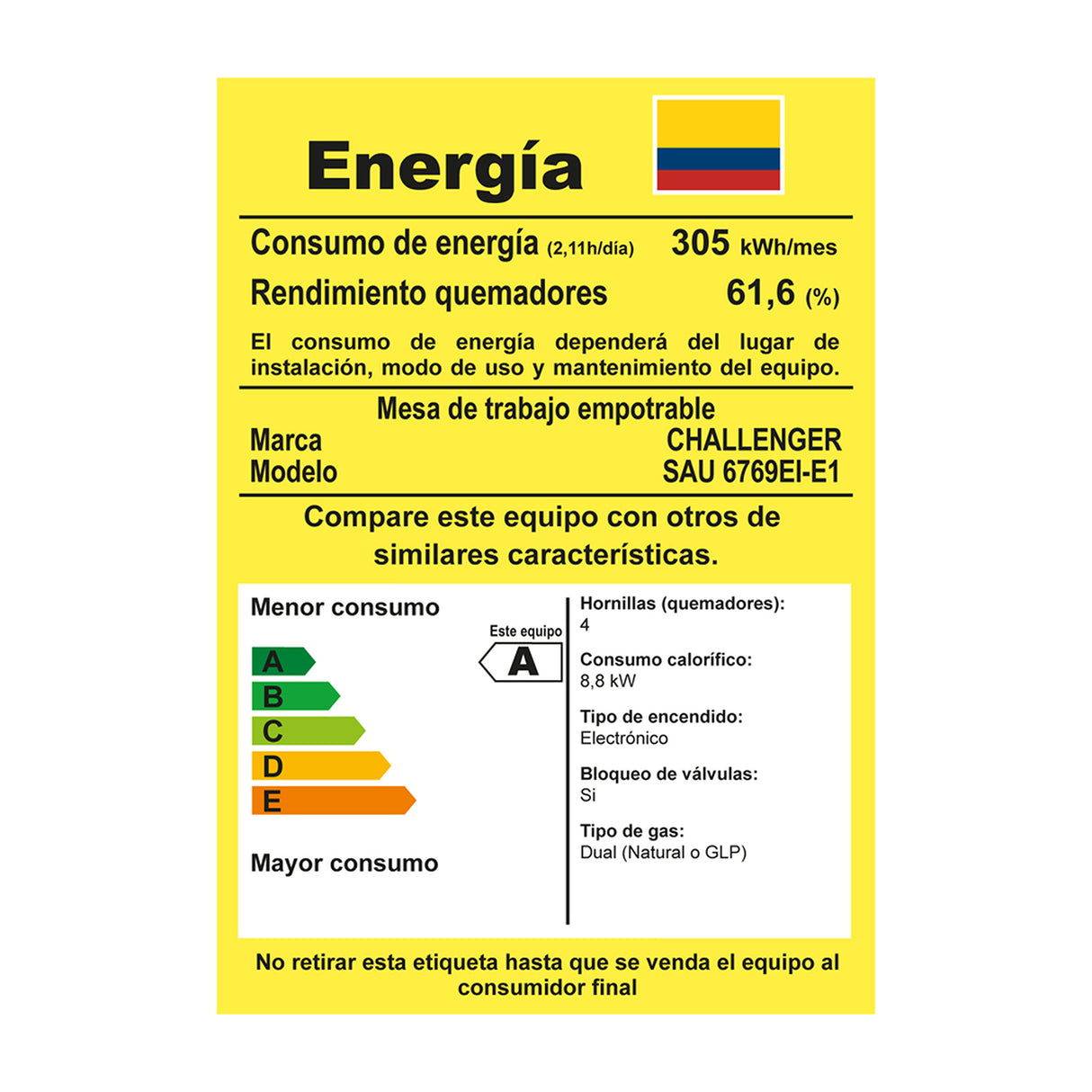 Estufa de Empotrar Challenger Aura Negro 59.1x51.1cm 110 Voltios para Gas Natural con Cuatro Quemadores - ESTUFAS DE EMPORTRAR Y CUBIERTAS | Bylmo