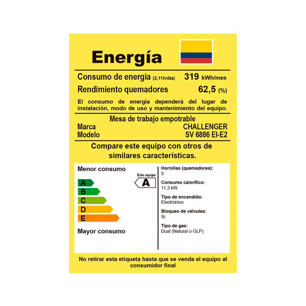 Estufa de Empotrar Challenger Verona Plateado y Negro 86x51cm 110 Voltios para Gas Natural con Cinco Quemadores - ESTUFAS DE EMPORTRAR Y CUBIERTAS | Bylmo