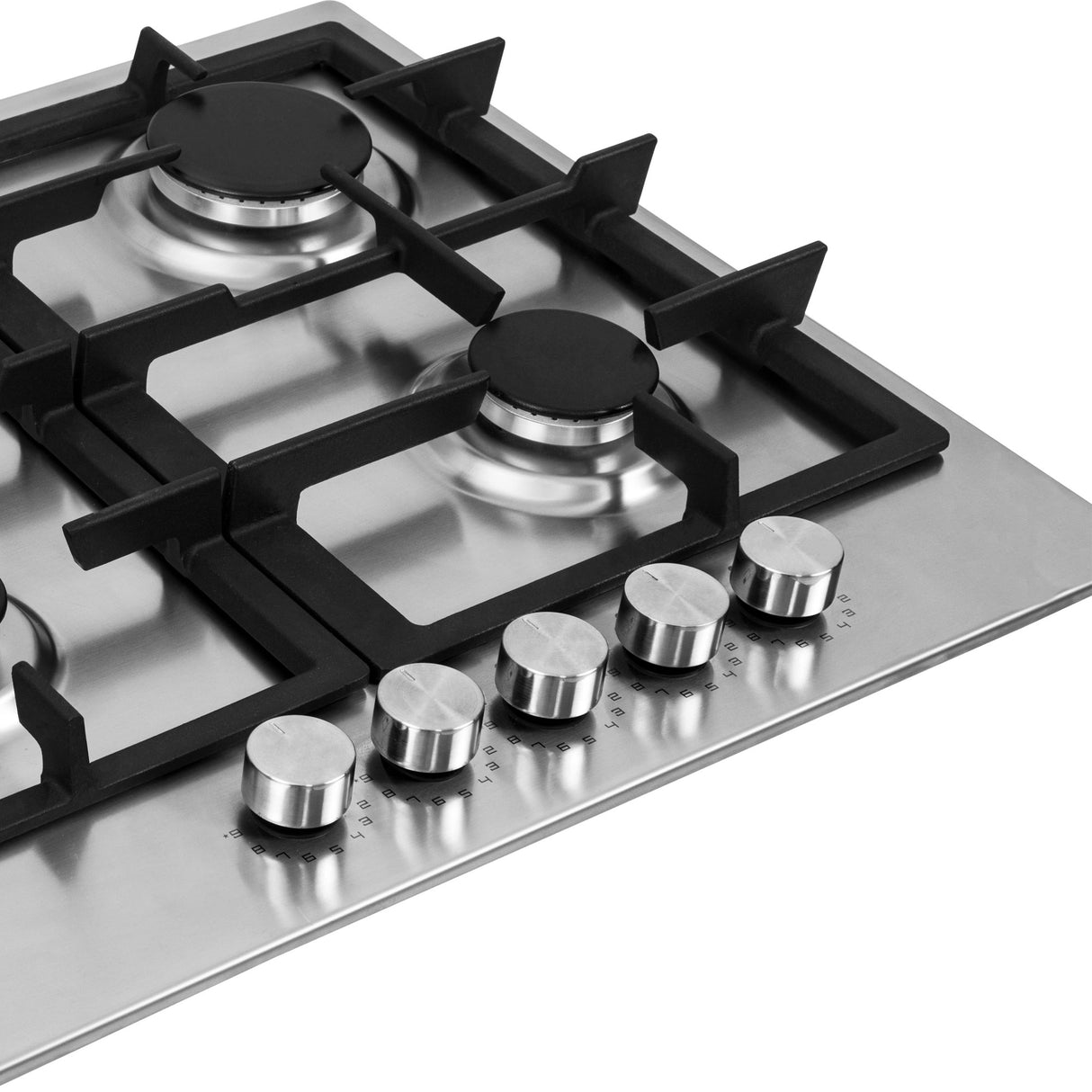 Estufa de Empotrar Challenger Verona Plateado y Negro 86x51cm 110 Voltios para Gas Natural con Cinco Quemadores - ESTUFAS DE EMPORTRAR Y CUBIERTAS | Bylmo