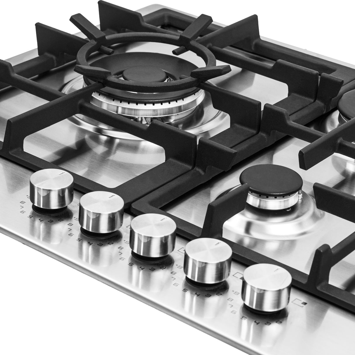 Estufa de Empotrar Challenger Verona Plateado y Negro 75x51cm 110 Voltios para Gas Natural con Cinco Quemadores - ESTUFAS DE EMPORTRAR Y CUBIERTAS | Bylmo