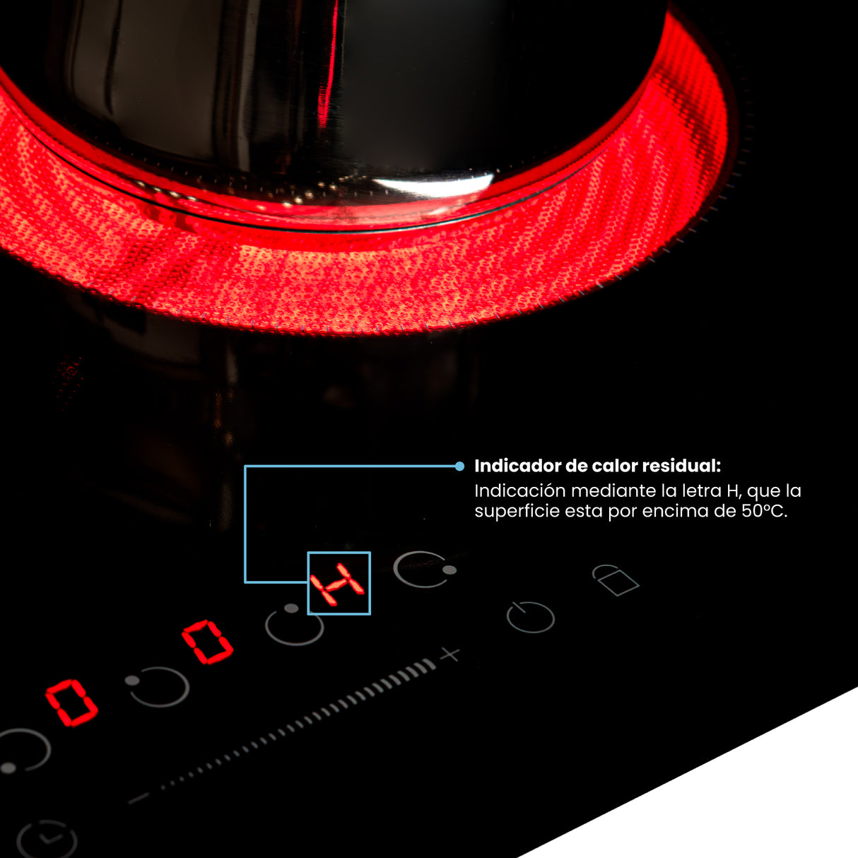 Estufa de Empotrar Challenger Vitrocerámica Negro 56x49cm 220 Voltios con Cuatro Quemadores y con Pantalla Digital - ESTUFAS DE EMPORTRAR Y CUBIERTAS | Bylmo