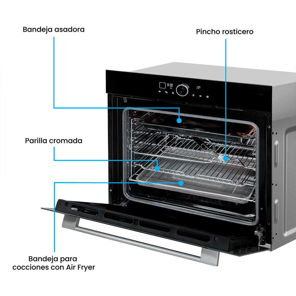 Horno de Empotrar Challenger Aura Negro 59.5x59.5cm Electrico 220 Voltios con Pantalla Digital - HORNOS DE EMPORTRAR | Bylmo