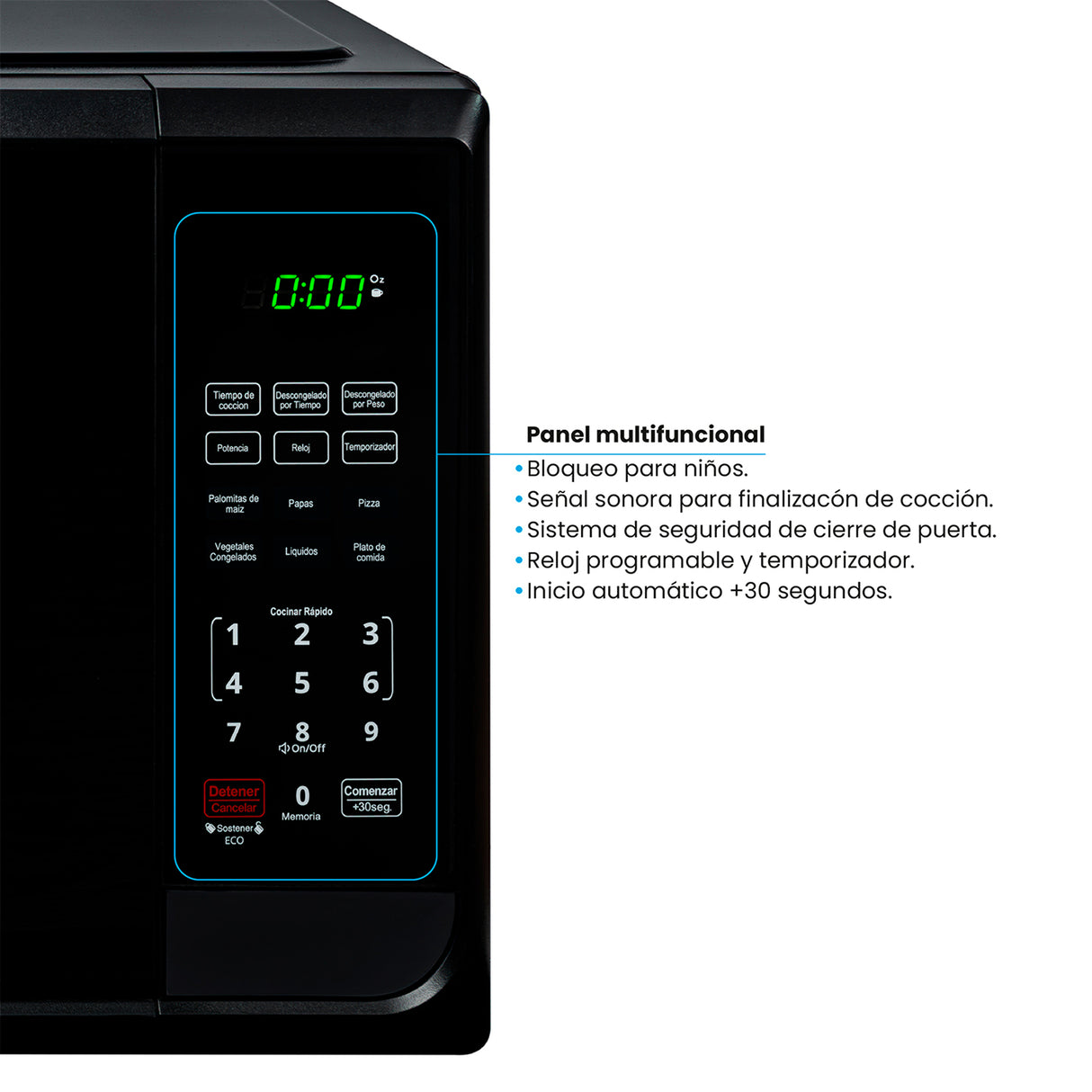 Horno Microondas Challenger Negro 52x30cm de 32 Litros con Seis Funciones Preconfiguradas - HORNOS MICROONDAS | Bylmo