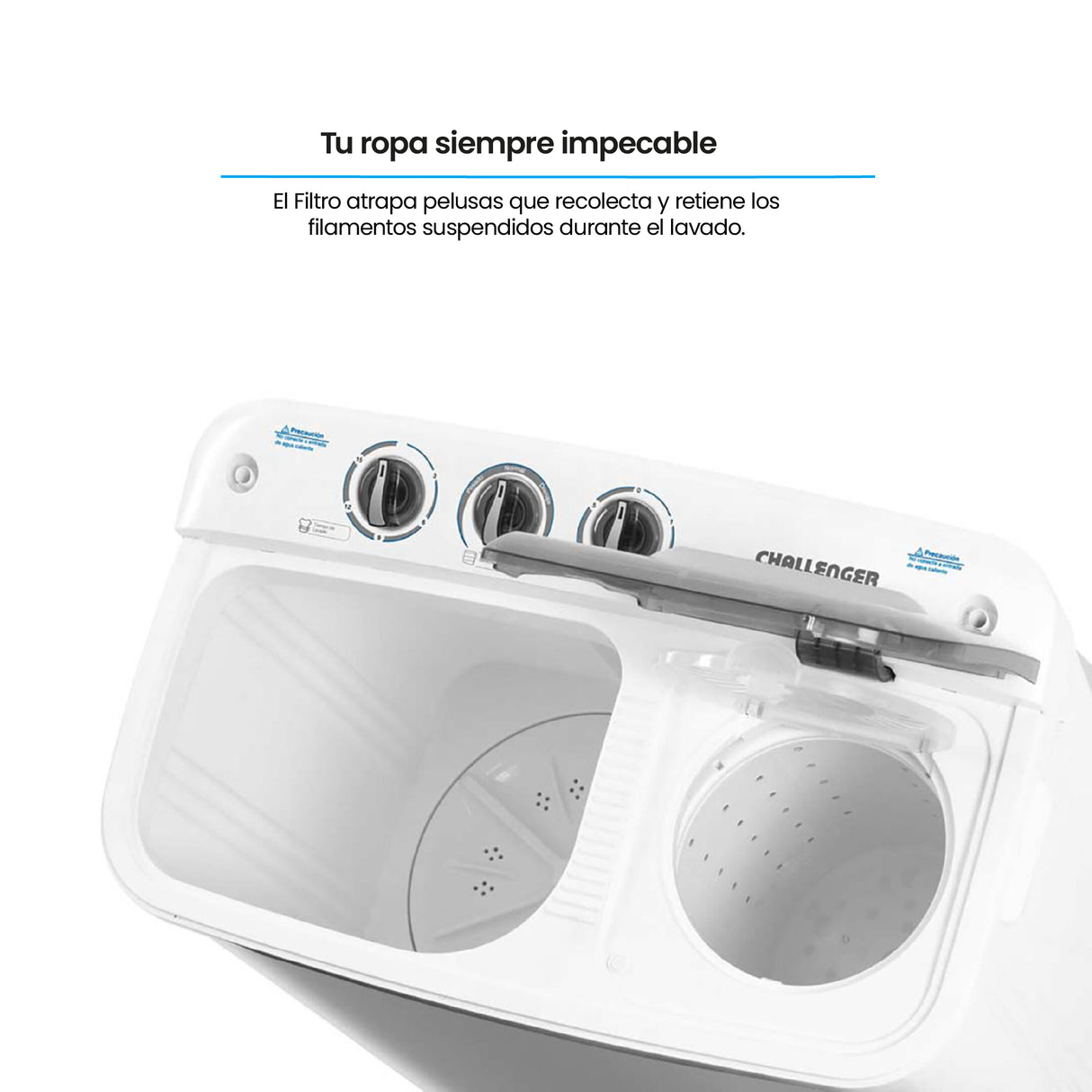 Lavadora Semiautomática Challenger Blanco y Gris 76.1x88.5cm 11 Kilogramos - LAVADORAS Y SECADORAS | Bylmo
