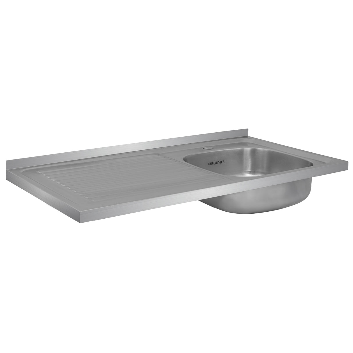 Mesón de Cocina Challenger Gris 100x50cm de Acero Inoxidable con Pozuelo Lado Derecho y sin Estufa - MESONES DE COCINA | Bylmo