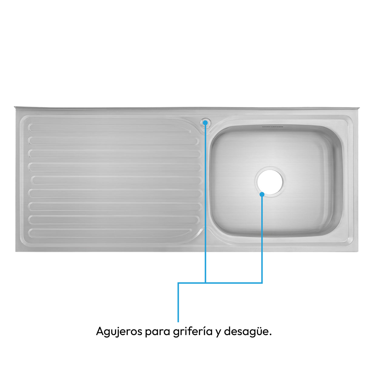 Mesón de Cocina Challenger Gris 120x50cm de Acero Inoxidable con Pozuelo Lado Derecho y sin Estufa - MESONES DE COCINA | Bylmo