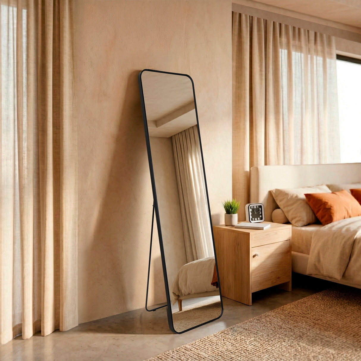 Espejo de Piso Isa Negro 40x150cm Rectangular con Marco Metálico - ESPEJOS DE PISO | Bylmo