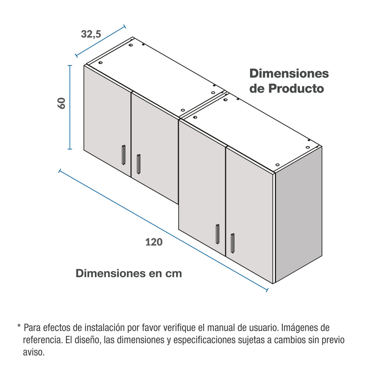 Mueble Superior de Cocina Challenger Acandi 120x60cm con Espacio para Extractor - MUEBLES SUPERIORES DE COCINA | Bylmo