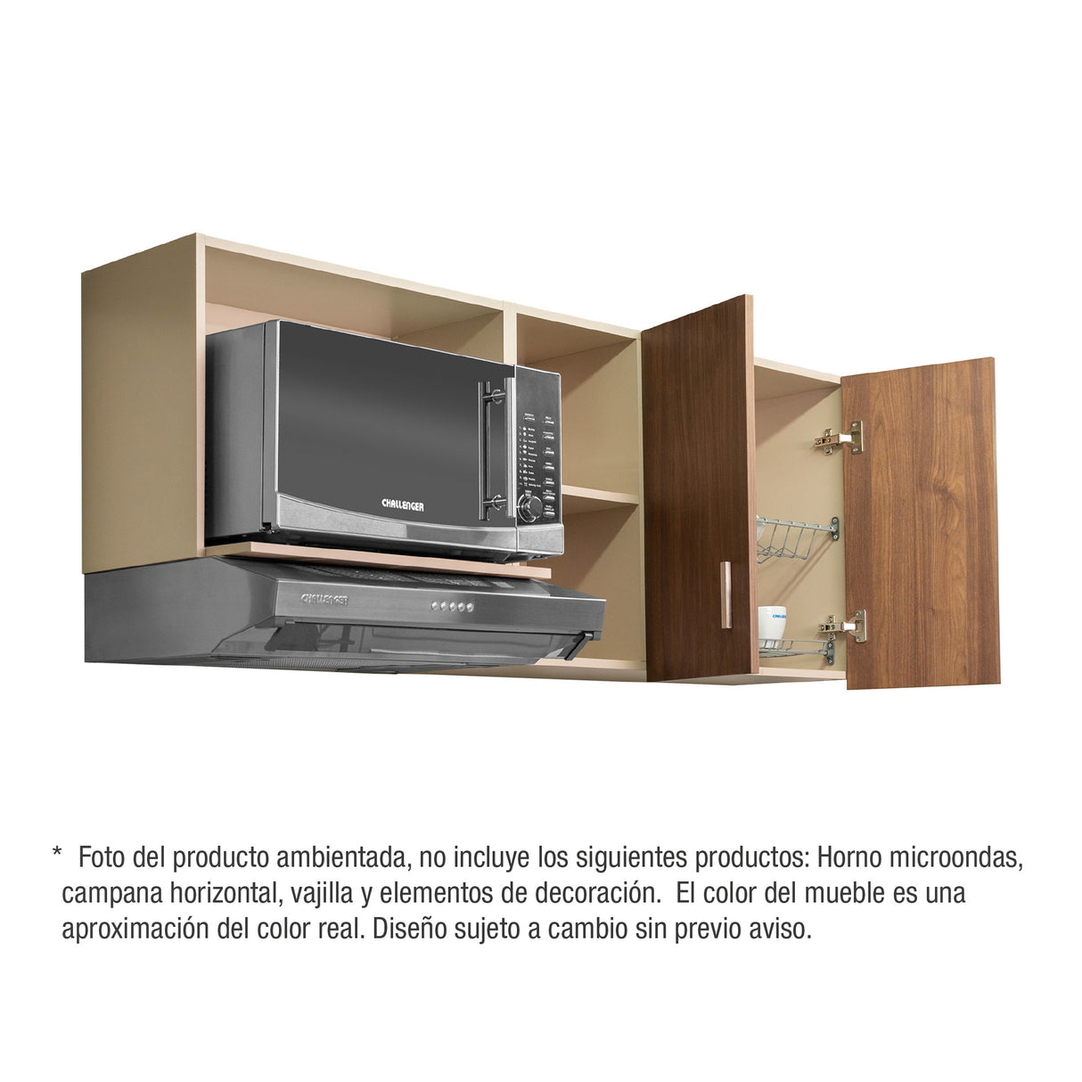 Mueble Superior de Cocina Challenger Nola 150x60cm con Espacio para Extractor y con Espacio para Microondas - MUEBLES SUPERIORES DE COCINA | Bylmo