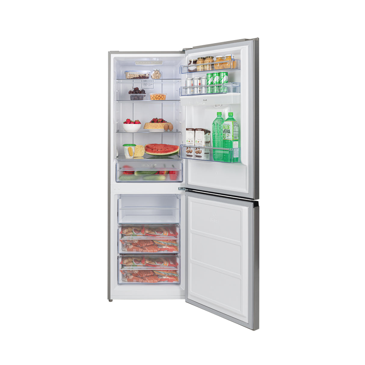 Nevera Challenger Bottom Freezer Gris 60x185cm No Frost de 325 Litros y con Congelador - NEVERAS | Bylmo
