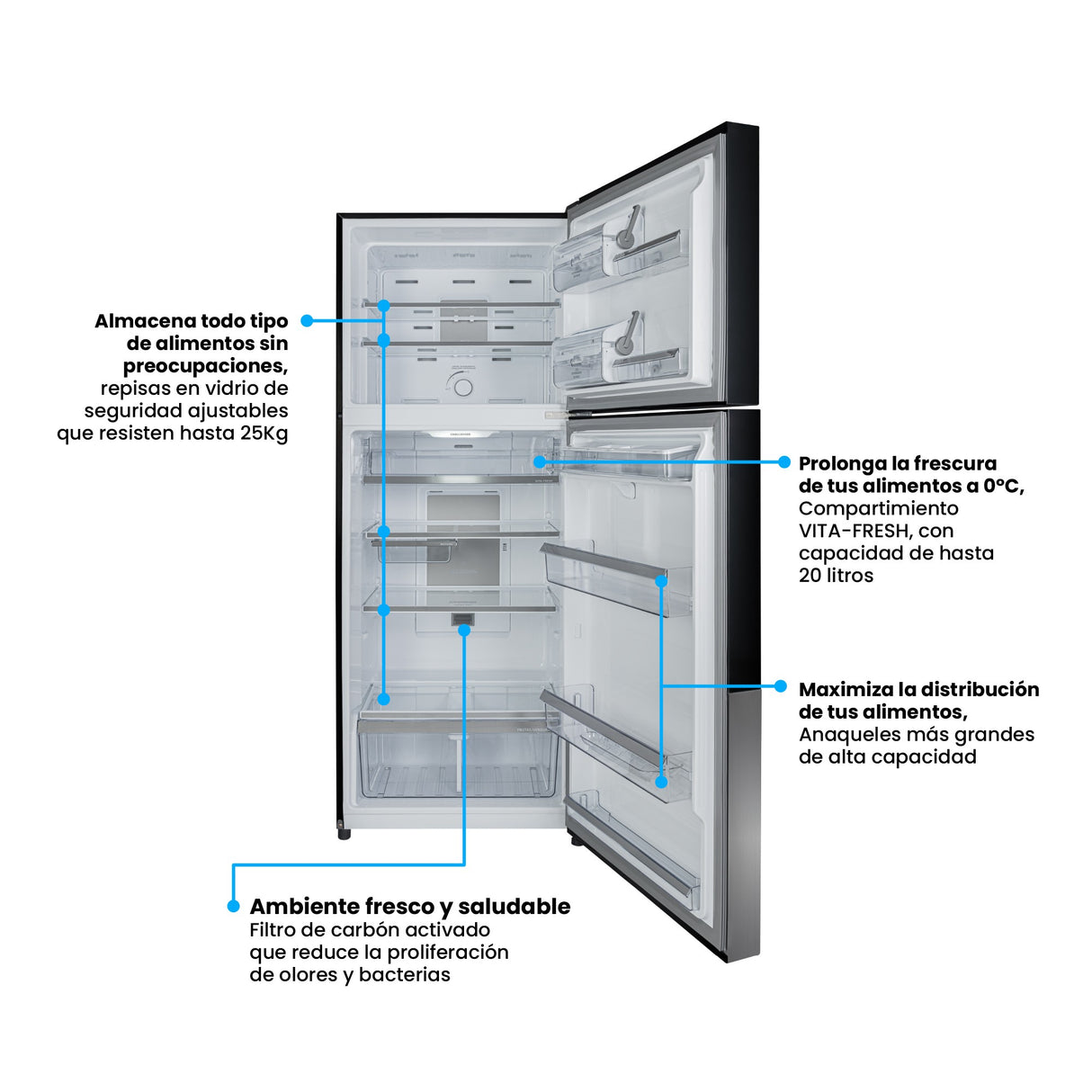 Nevera Inverter Challenger E - Cool Gris Oscuro 68x180cm No Frost de 403 Litros con Dispensador de Agua y con Congelador - NEVERAS | Bylmo