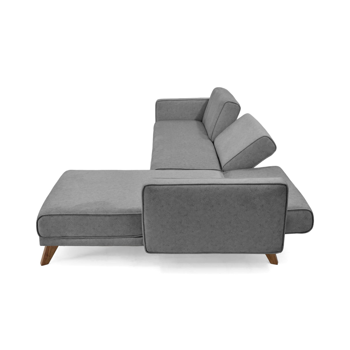 Sofá Cama en L Izquierda Chelsea Gris y Matiz Caoba 175x76cm de Dos Puestos Reclinable con Apoya Brazos - SOFAS Y POLTRONAS | Bylmo