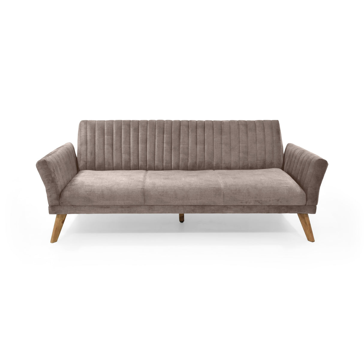 Sofá Cama Pensilvania Taupe y Matiz Caoba 205x87cm de Tres Puestos Reclinable con Apoya Brazos - SOFAS Y POLTRONAS | Bylmo