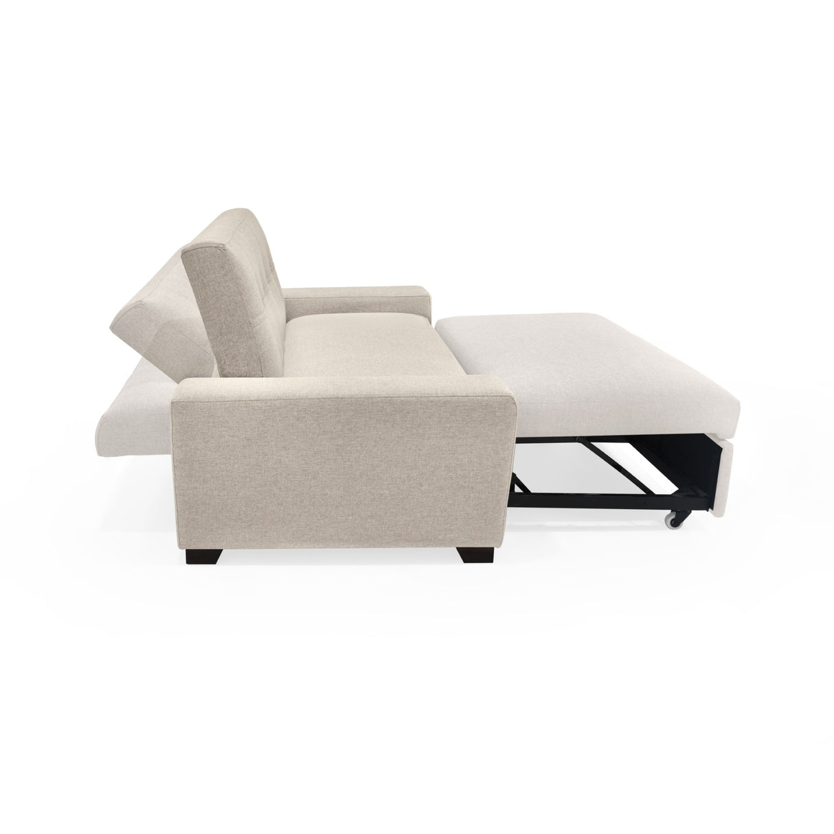 Sofá Cama Hamburgo Beige y Matiz Wengue 160x86cm de Dos Puestos Reclinable sin Apoya Brazos - SOFAS Y POLTRONAS | Bylmo