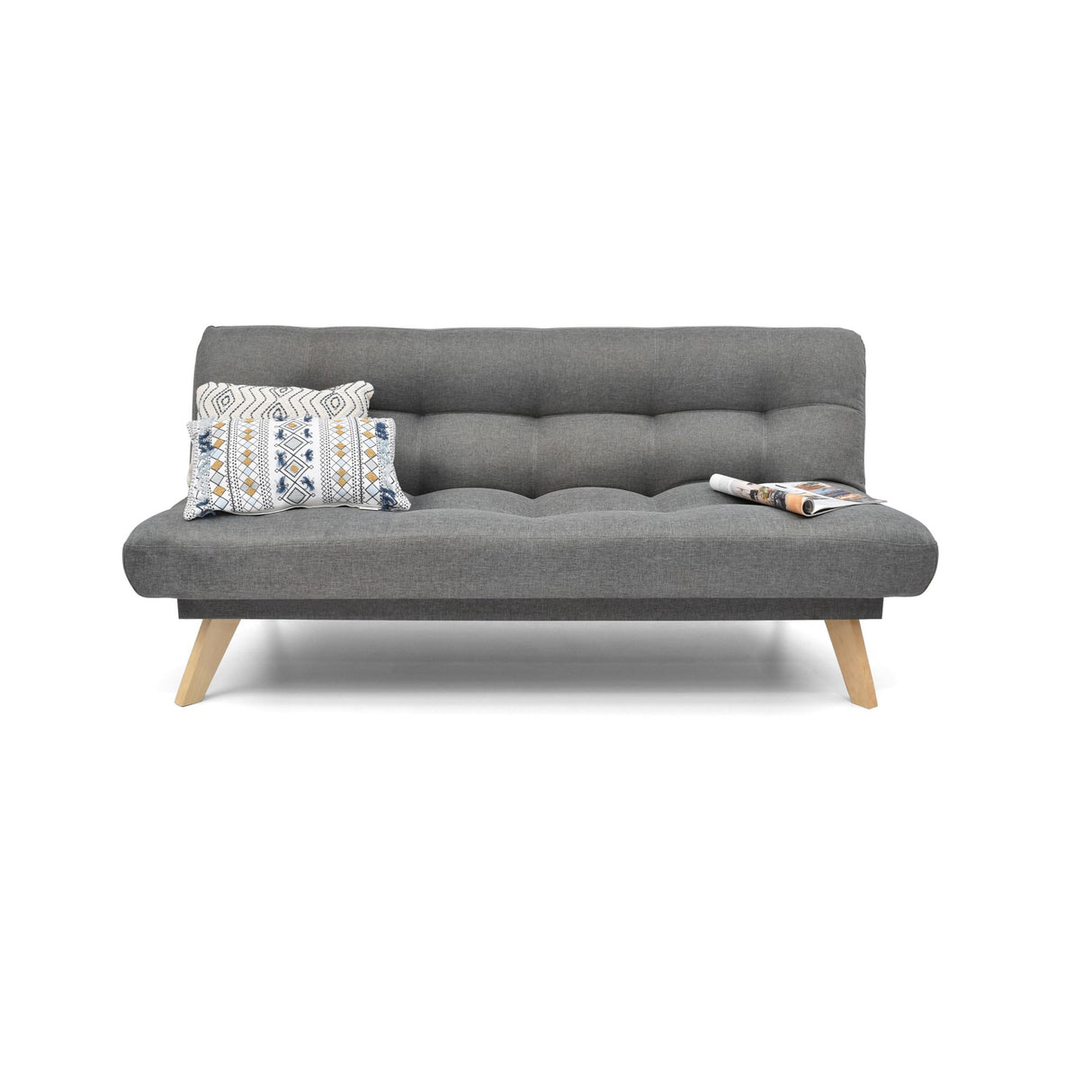 Sofá Cama Porto Gris y Matiz Natural 182x85cm de Tres Puestos Reclinable sin Apoya Brazos - SOFAS Y POLTRONAS | Bylmo