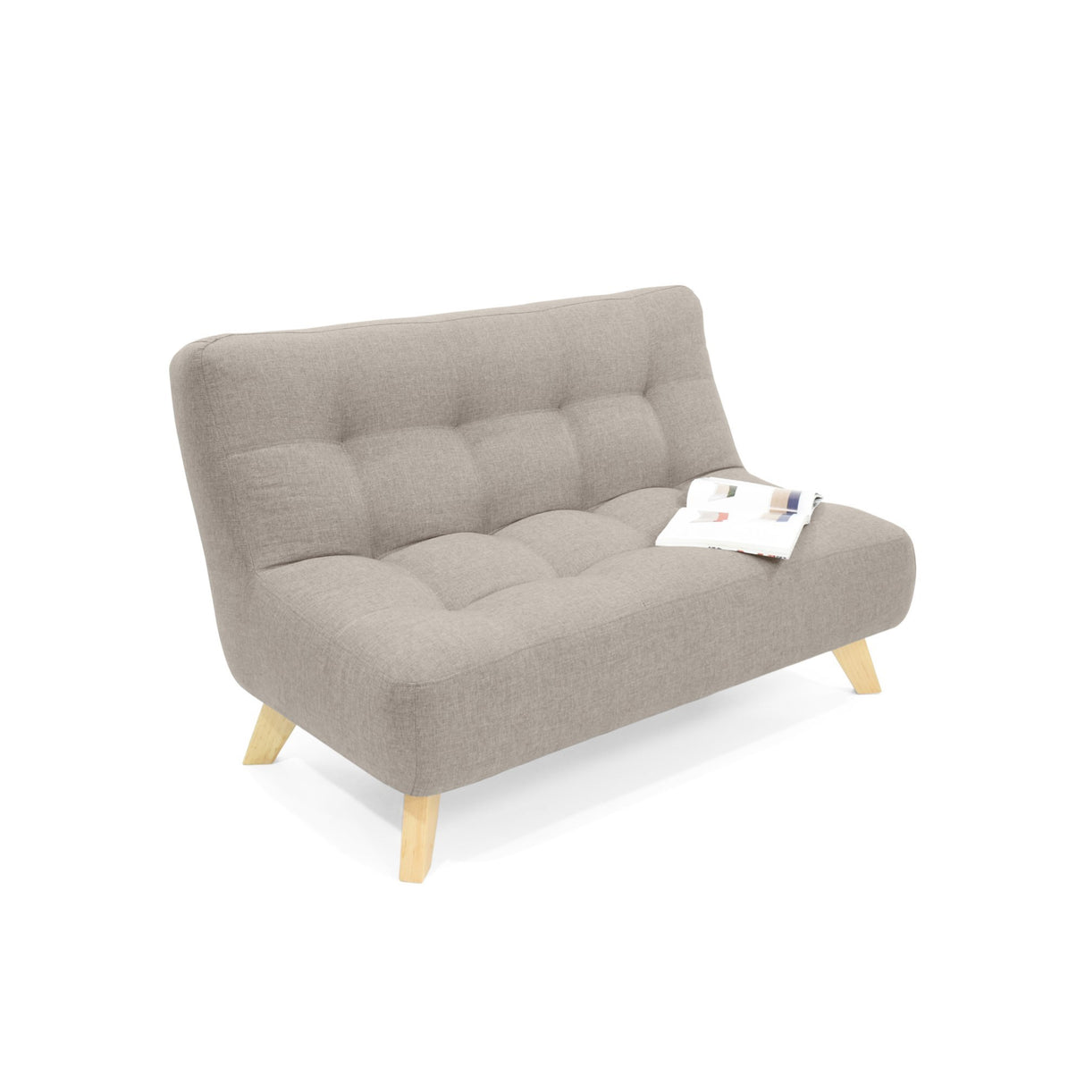 Sofá Navara Beige y Matiz Natural 121x82cm de Dos Puestos sin Apoya Brazos - SOFAS Y POLTRONAS | Bylmo