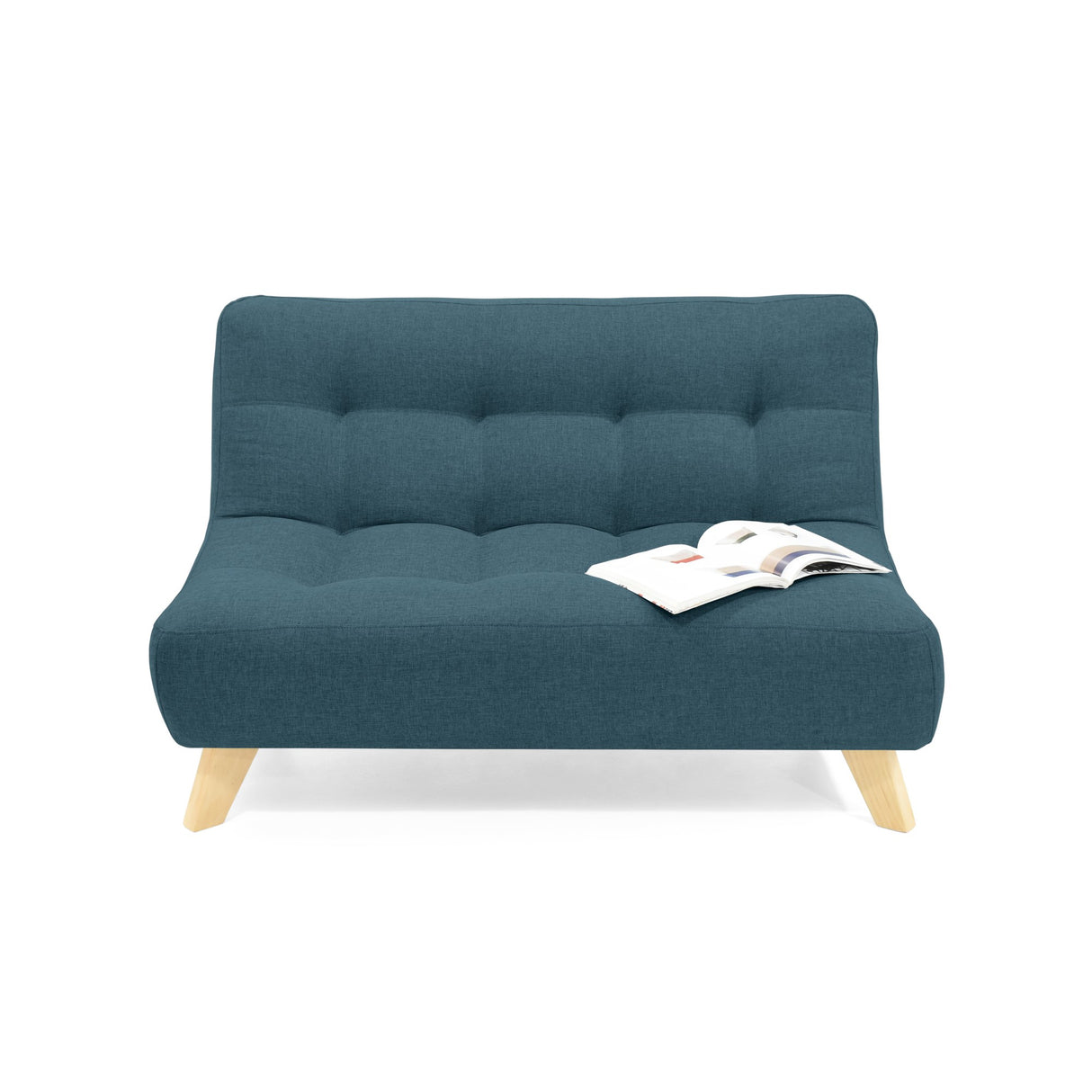 Sofá Navara Azul y Matiz Natural 121x82cm de Dos Puestos sin Apoya Brazos - SOFAS Y POLTRONAS | Bylmo