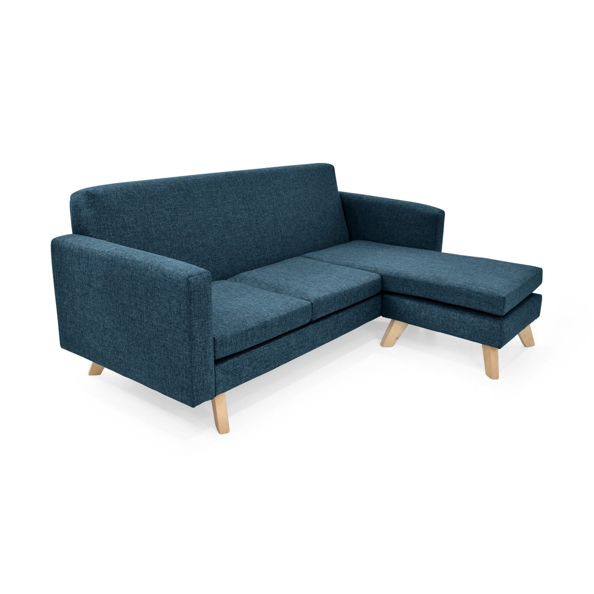 Sofá en L Burdeos Azul y Matiz Natural 192x82cm de Tres Puestos con Apoya Brazos - SOFAS Y POLTRONAS | Bylmo