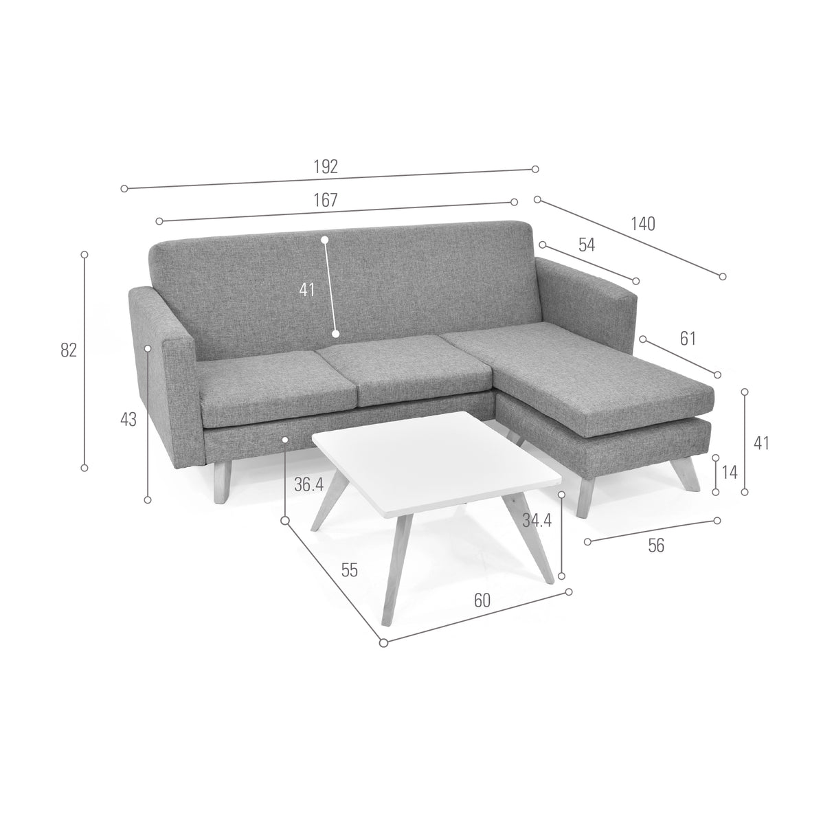 Sala Burdeos Gris y Matiz Natural 192x82cm de Tres Puestos con Apoya Brazos - SOFAS Y POLTRONAS | Bylmo