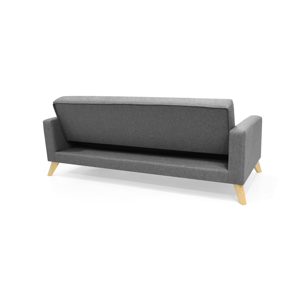 Sofá Cama Sion Gris y Matiz Natural 206x82cm de Tres Puestos Reclinable con Apoya Brazos - SOFAS Y POLTRONAS | Bylmo