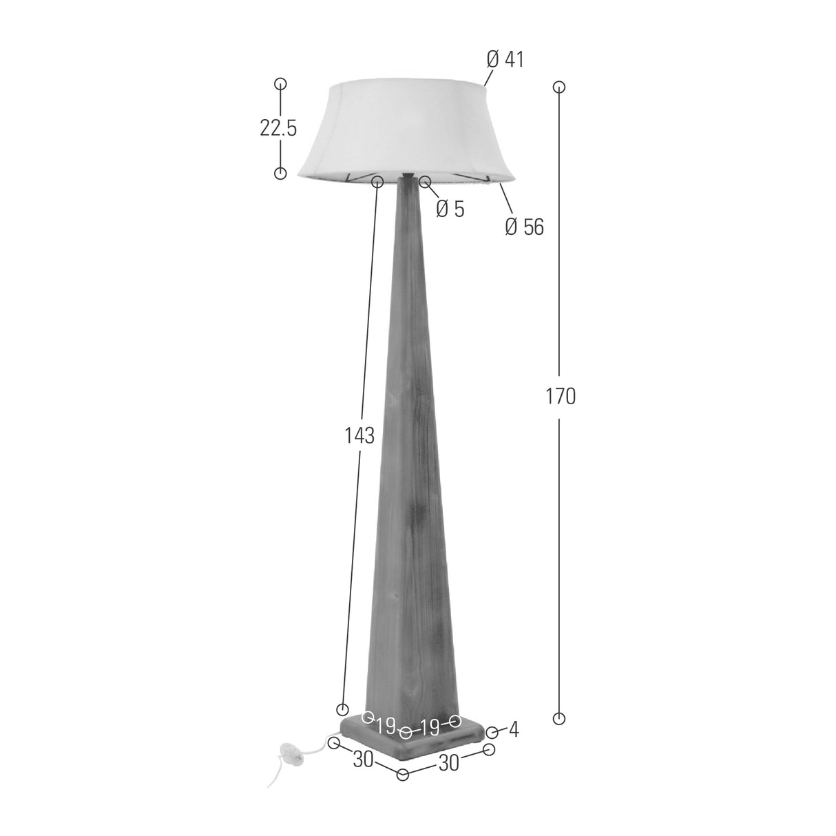 Lámpara de Piso Okasaki Matiz Caoba y Champagne 56x170cm de Pedestal Para Un Foco Led sin Bombillo - LAMPARAS DE PISO | Bylmo