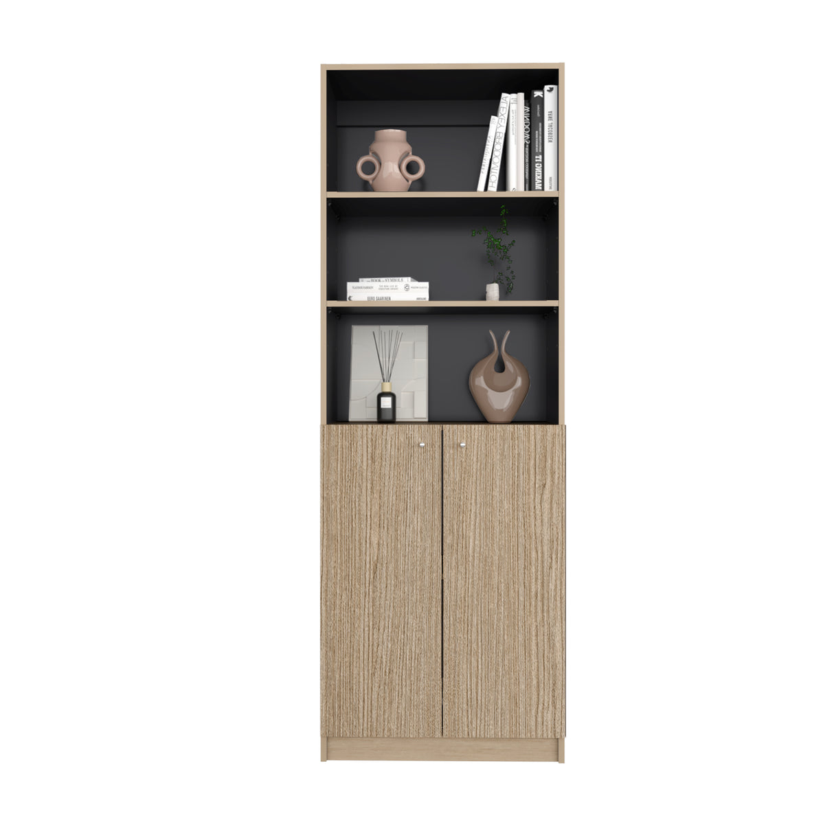 Estantería Home E4 Cartagena 62.8x180.6cm Rectangular con Tres Compartimientos y con Tres Entrepaños - BIBLIOTECAS Y ESTANTERIAS | Bylmo