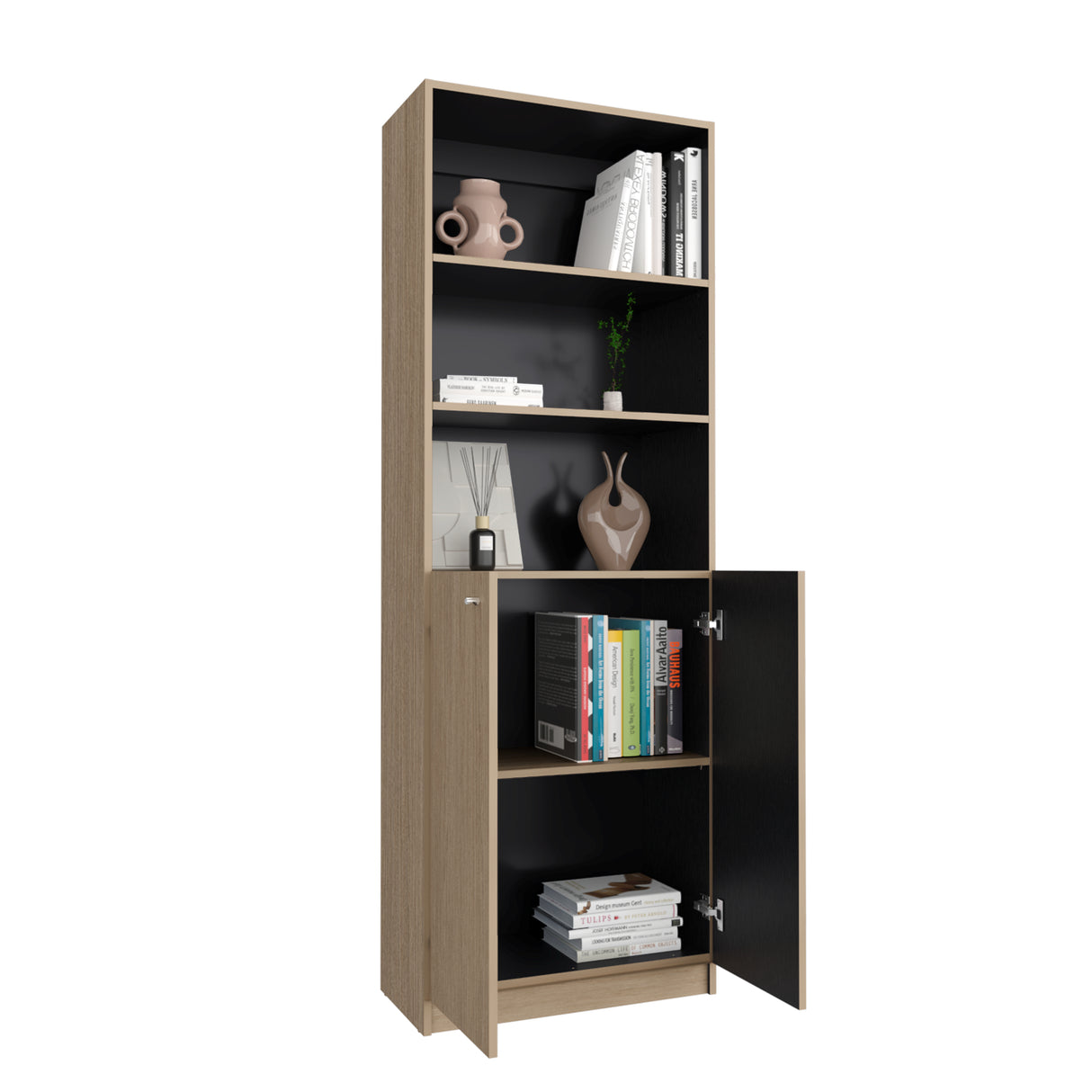 Estantería Home E4 Cartagena 62.8x180.6cm Rectangular con Tres Compartimientos y con Tres Entrepaños - BIBLIOTECAS Y ESTANTERIAS | Bylmo