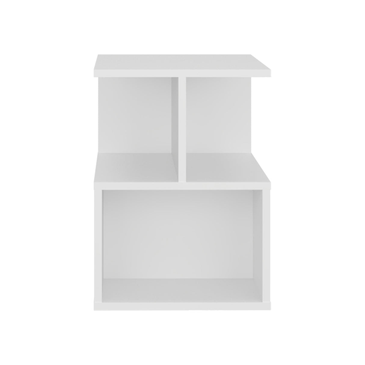 Mesa de Noche Ocaso Blanco 35x48.2cm con Tres Compartimientos y Un Entrepaño - MESAS DE NOCHE | Bylmo