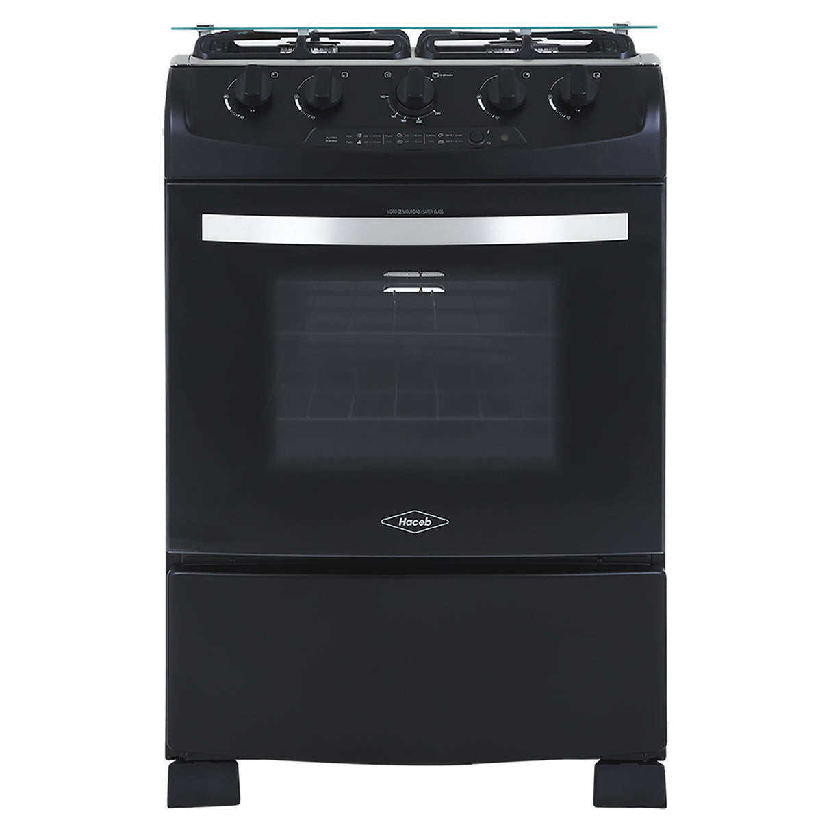 Estufa Haceb Negro 65.5x96.5cm Para Gas Propano con Cuatro Quemadores y con Horno - ESTUFAS | Bylmo