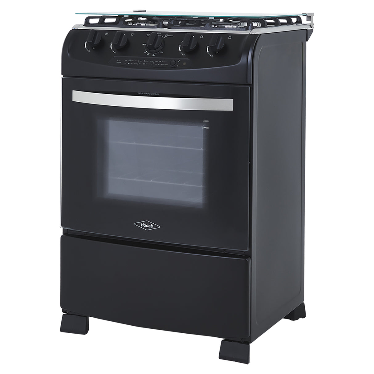Estufa Haceb Negro 65.5x96.5cm Para Gas Propano con Cuatro Quemadores y con Horno - ESTUFAS | Bylmo