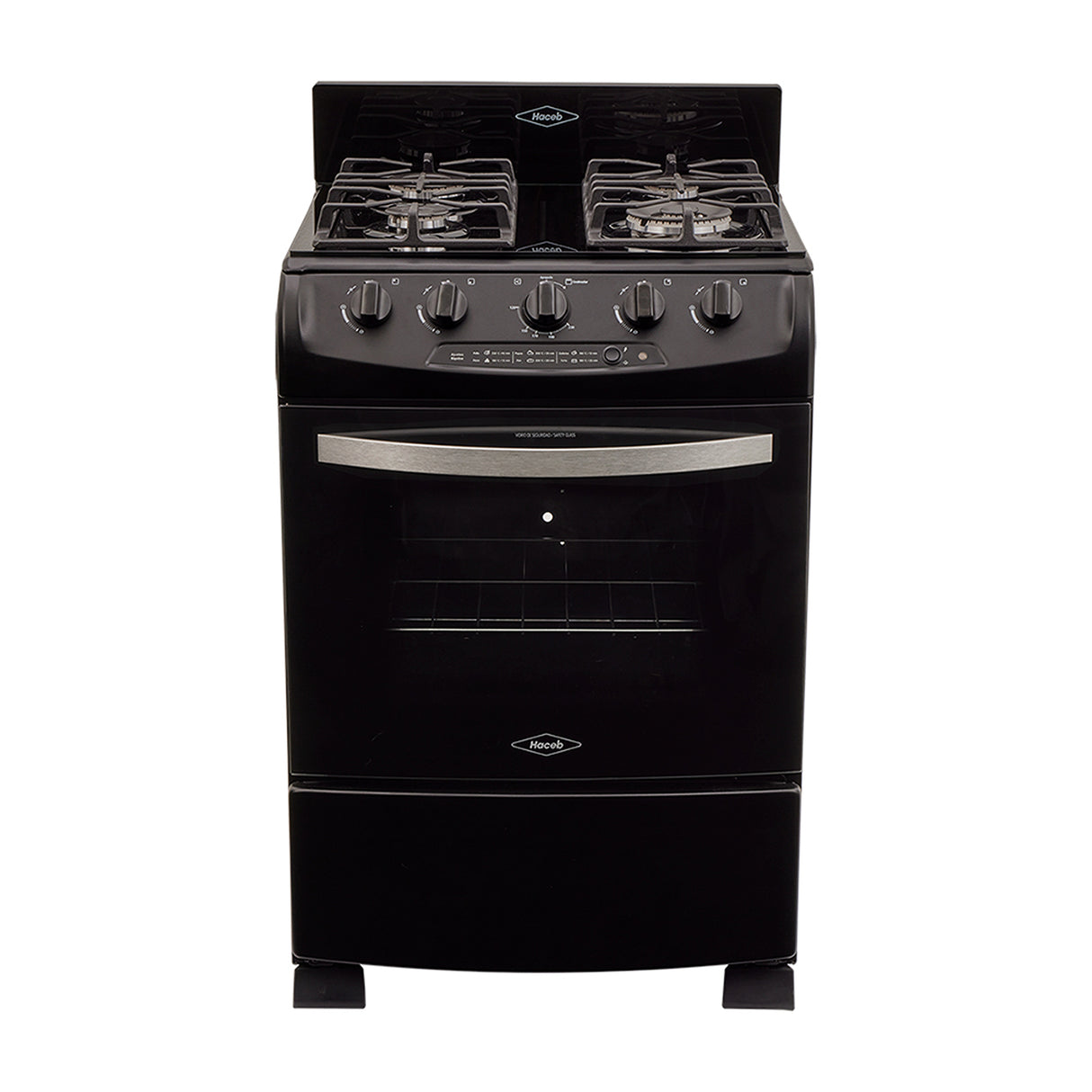 Estufa Haceb Negro 65.5x98.5cm Para Gas Propano con Cuatro Quemadores y con Horno - ESTUFAS | Bylmo