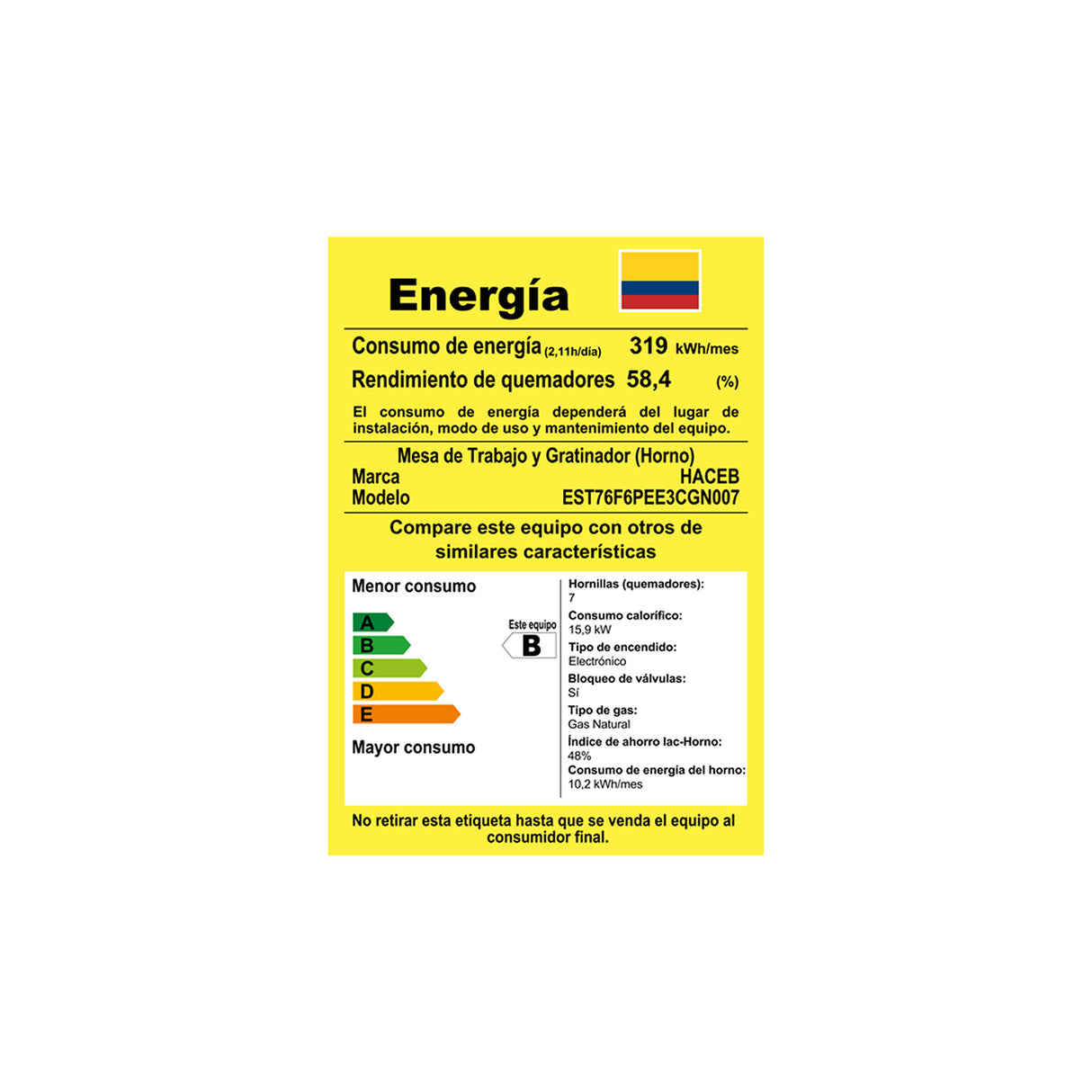 Estufa Haceb Negro 81x98.5cm Para Gas Natural con Seis Quemadores y con Horno - ESTUFAS | Bylmo