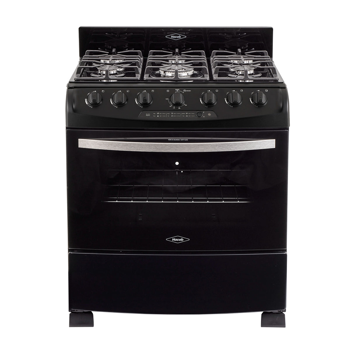 Estufa Haceb Negro 98x81cm Para Gas Propano con Seis Quemadores y con Horno - ESTUFAS | Bylmo