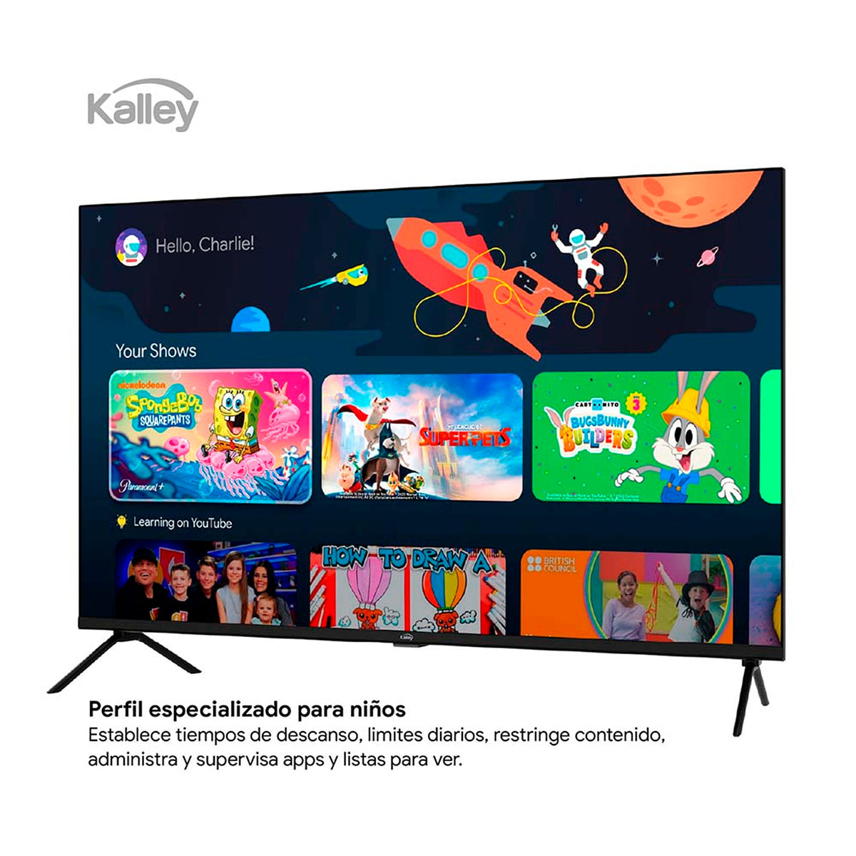 Televisor Kalley Google TV Negro 71.6x47.4cm Smart de 32" Pulgadas QLED Full HD 1080P con Wifi y Bluetooth Integrado