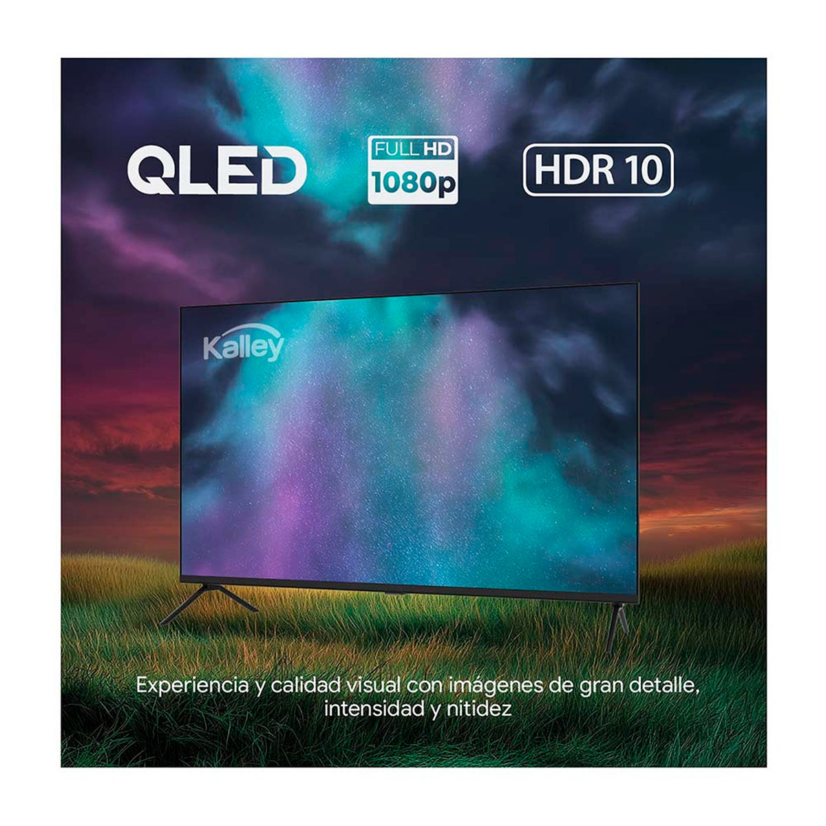 Televisor Kalley Google TV Negro 71.6x47.4cm Smart de 32" Pulgadas QLED Full HD 1080P con Wifi y Bluetooth Integrado