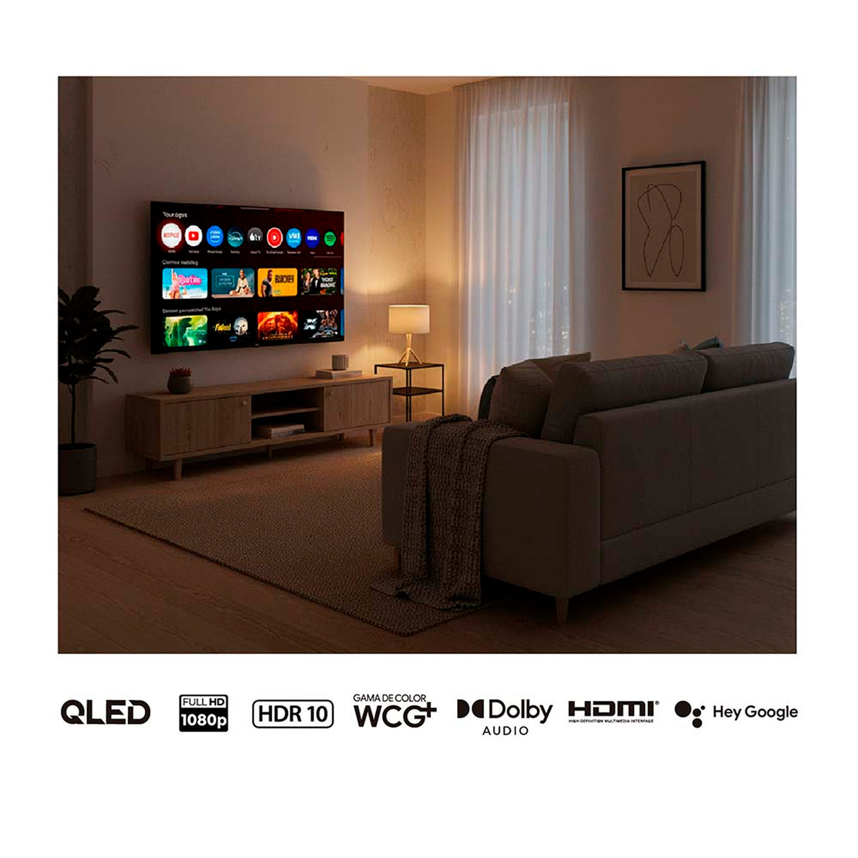 Televisor Kalley Google TV Negro 71.6x47.4cm Smart de 32" Pulgadas QLED Full HD 1080P con Wifi y Bluetooth Integrado - TELEVISORES | Bylmo