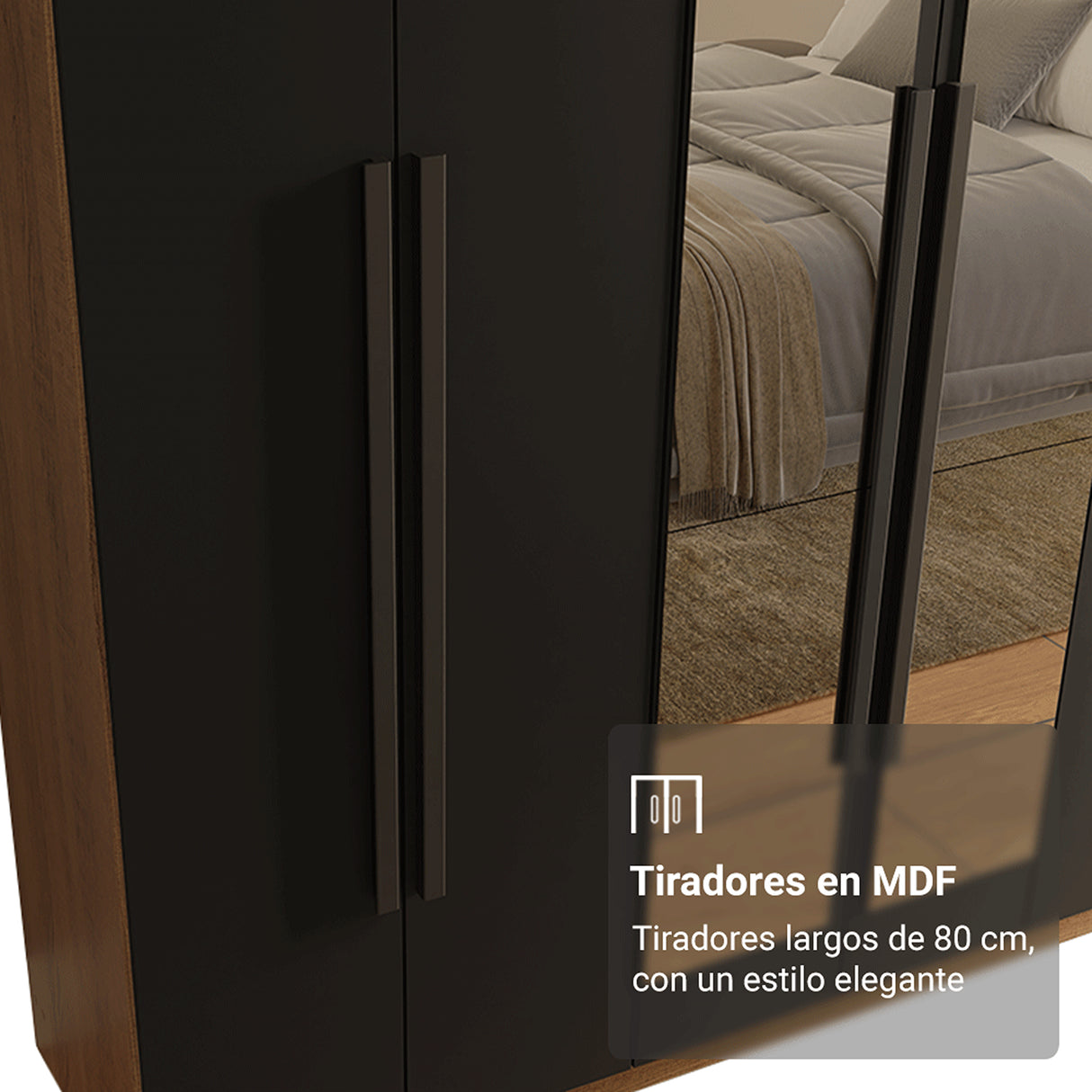Closet Venus Marrón y Negro 180x217cm con Seis Puertas con Doce Compartimientos y con Espejo - CLOSETS | Bylmo