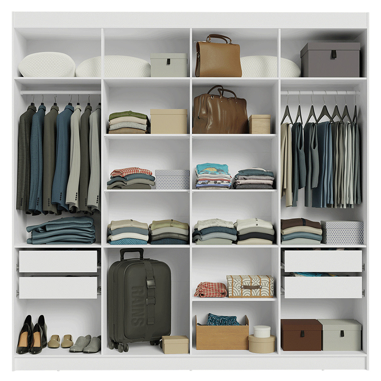 Closet Venus Blanco 216x217cm sin Puertas y con Diecisiete Compartimientos - CLOSETS | Bylmo