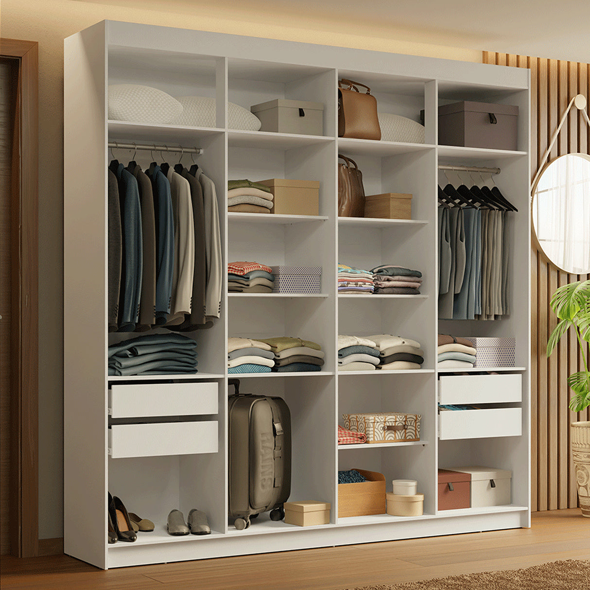 Closet Venus Blanco 216x217cm sin Puertas y con Diecisiete Compartimientos - CLOSETS | Bylmo