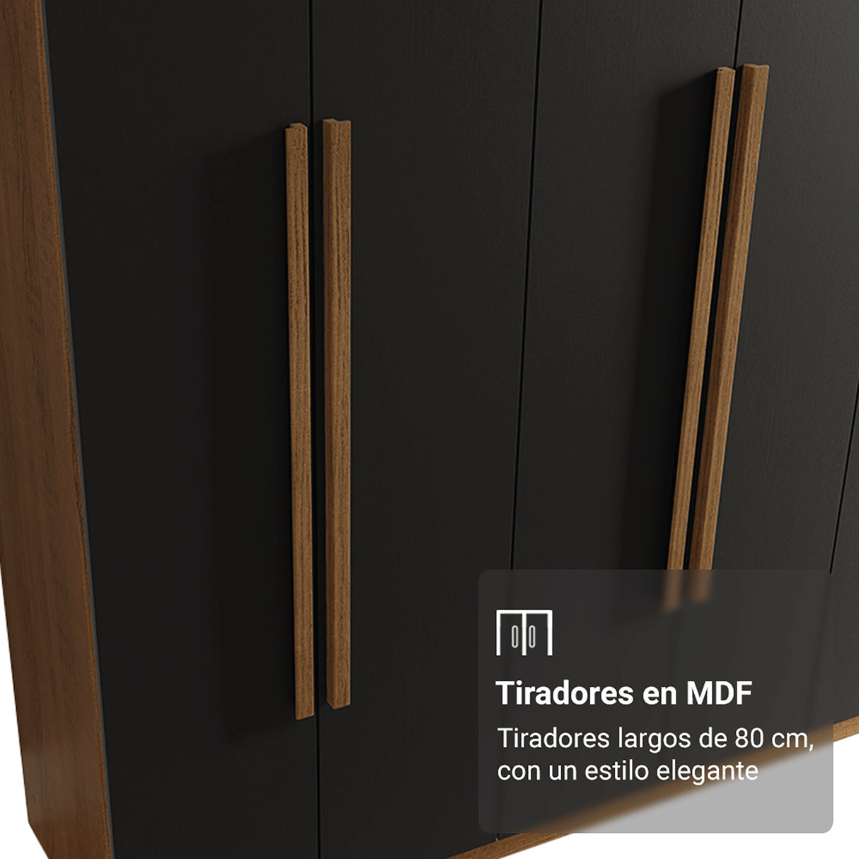Closet Venus Marrón y Negro 216x217cm con Ocho Puertas de Tiradores Marrón y con Diecisiete Compartimientos - CLOSETS | Bylmo