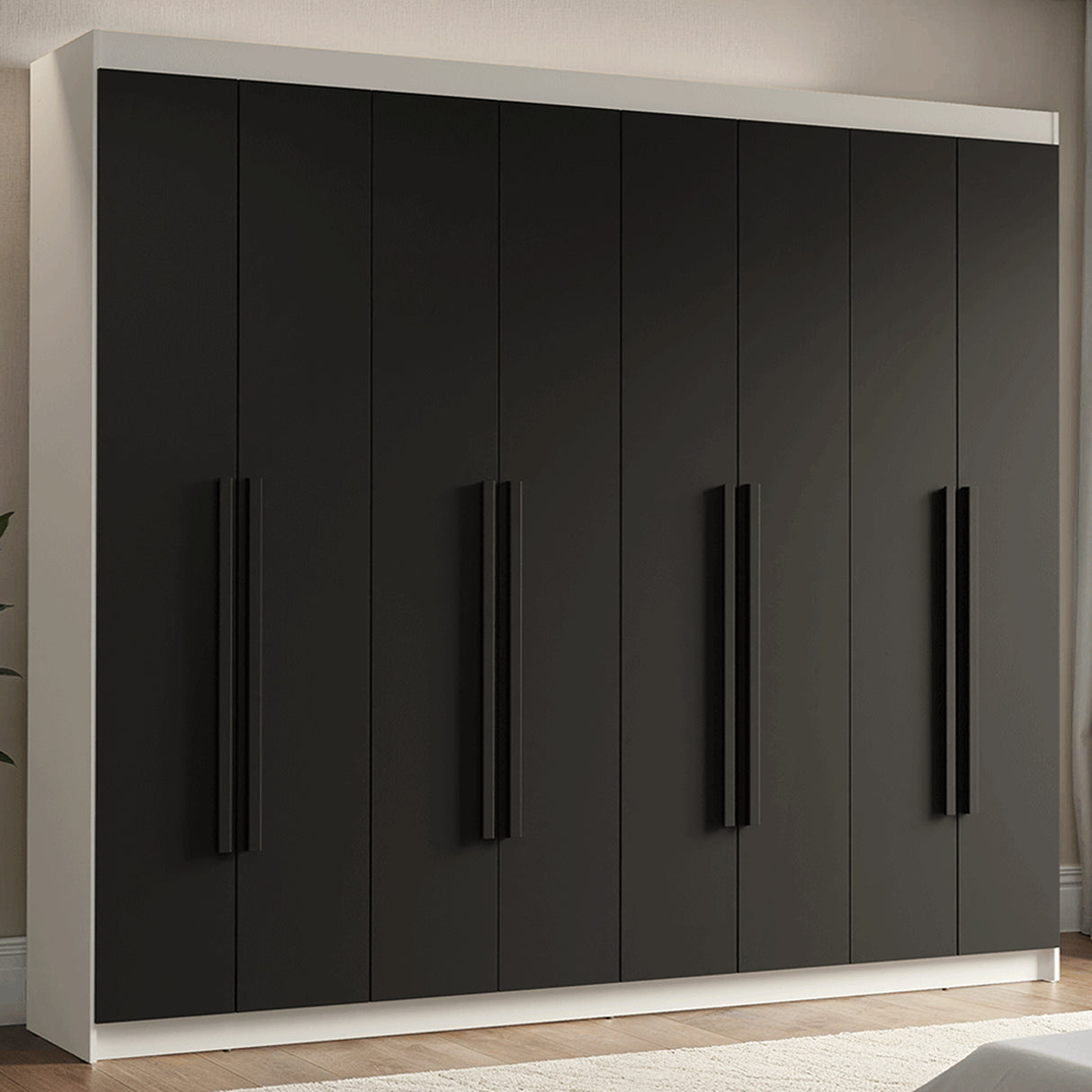 Closet Venus Blanco y Negro 216x217cm con Ocho Puertas y con Diecisiete Compartimientos - CLOSETS | Bylmo