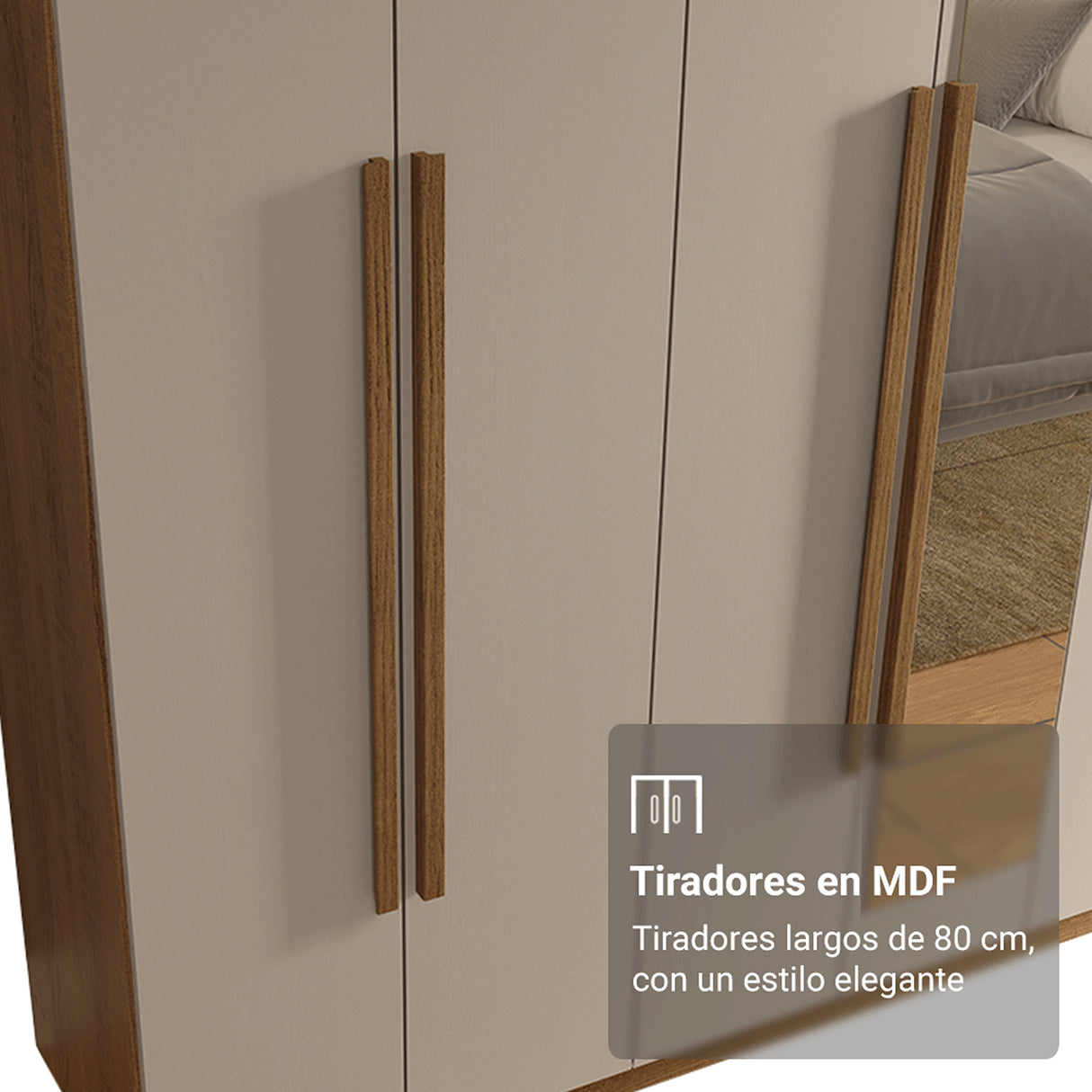 Closet Venus Marrón y Crema 216x217cm con Ocho Puertas con Diecisiete Compartimientos y con Espejo - CLOSETS | Bylmo
