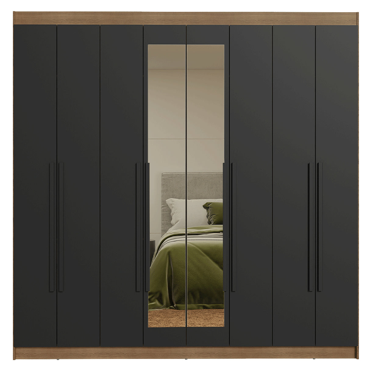Closet Venus Marrón y Negro 216x217cm con Ocho Puertas con Diecisiete Compartimientos y con Espejo - CLOSETS | Bylmo