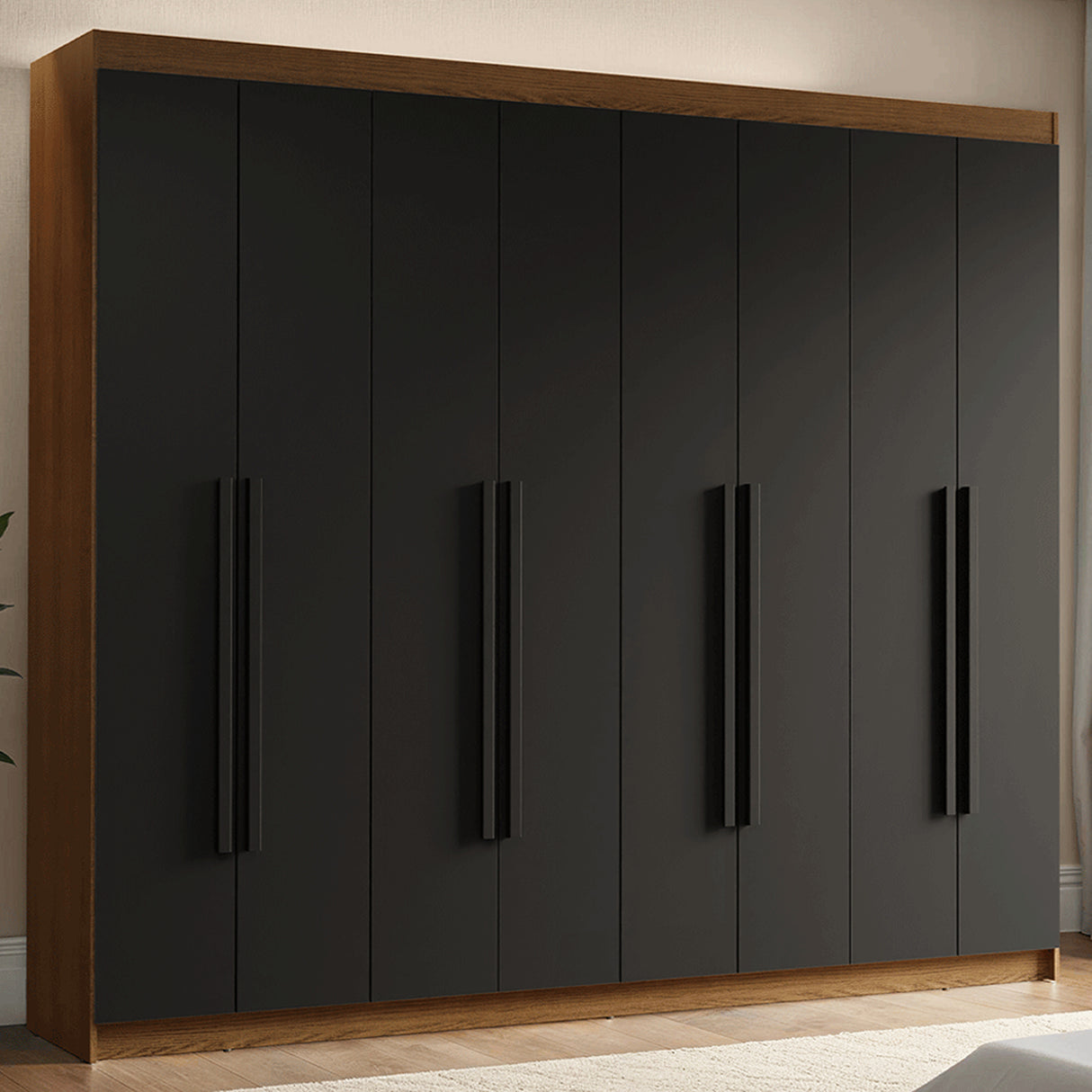 Closet Venus Marrón y Negro 216x217cm con Ocho Puertas y con Diecisiete Compartimientos - CLOSETS | Bylmo
