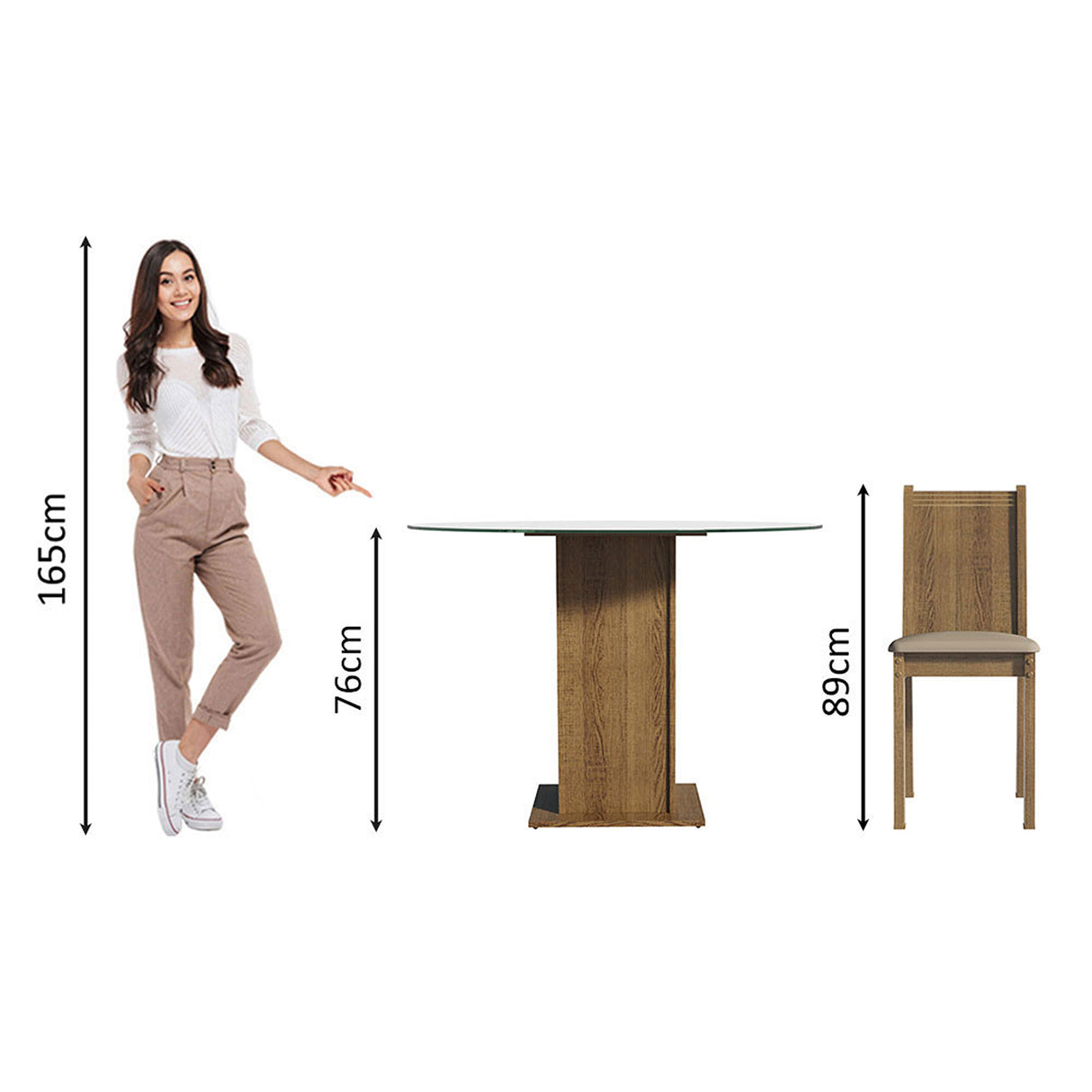Juego de comedor Paula Marrón y Beige 110x76cm Circular de Cuatro Puestos con Cuatro Sillas - COMEDORES | Bylmo