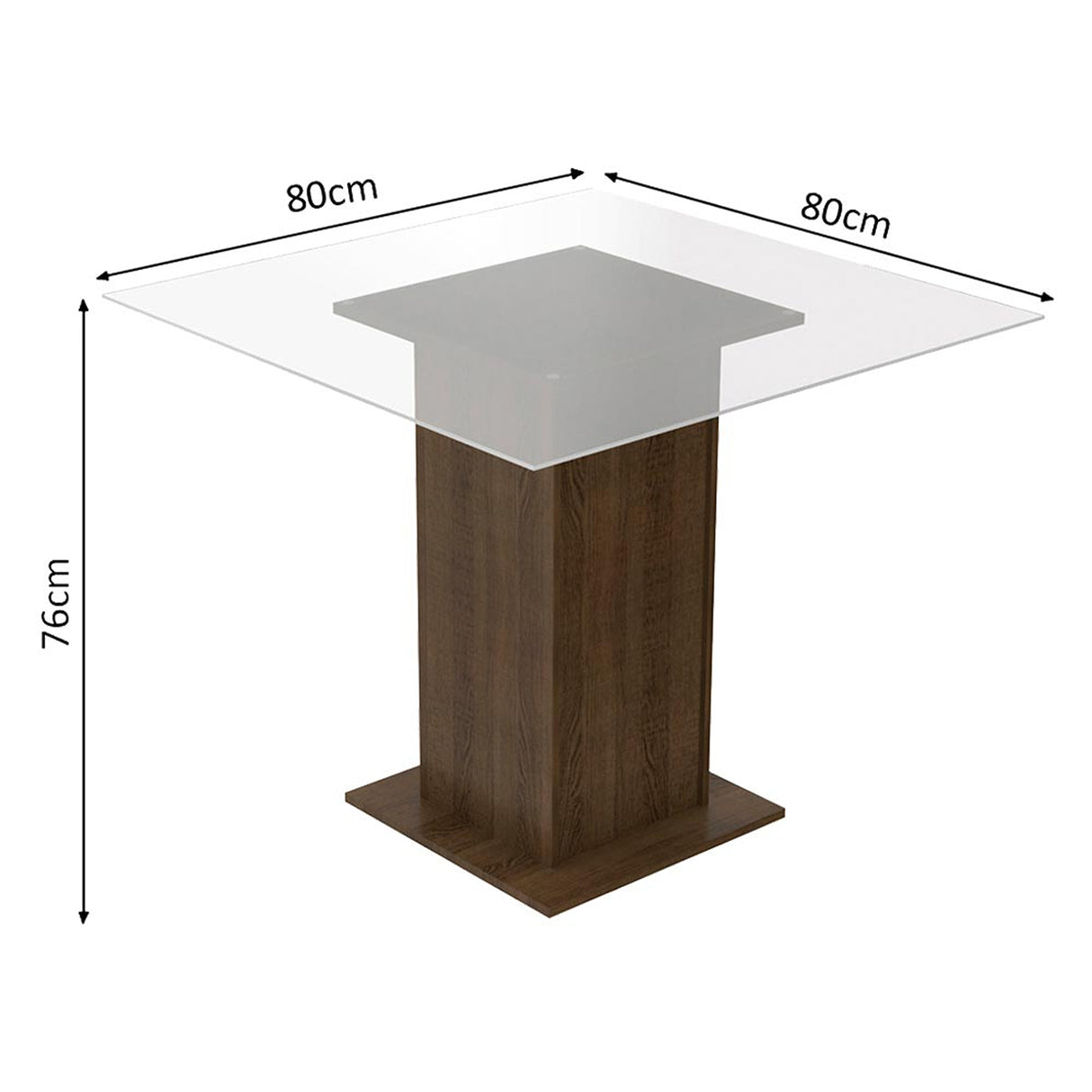 Juego de comedor Dallas Marrón y Negro 80x76cm Cuadrado de Cuatro Puestos con Cuatro Sillas - COMEDORES | Bylmo