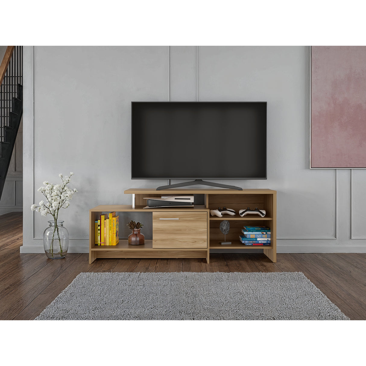 Mesa para TV Bengala Fresno 56x143cm Para TV Hasta 50 Pulgadas con Un Cajón - MUEBLES DE TV | Bylmo