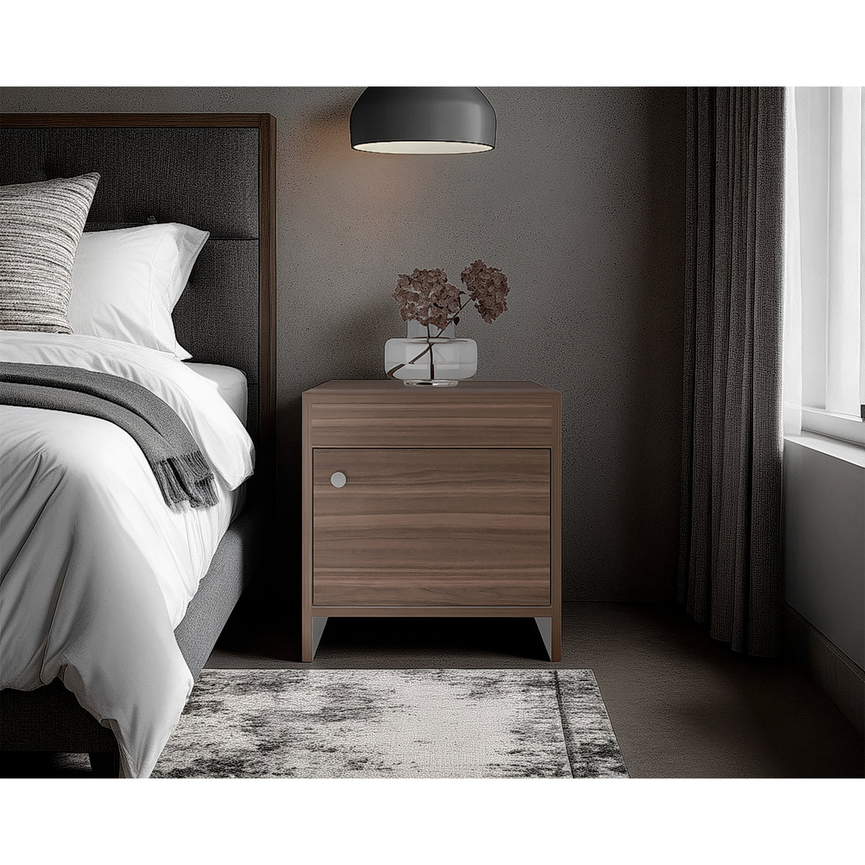 Mesa de Noche Colore Avellana y Blanco 40x41.6cm con Una Puerta - MESAS DE NOCHE | Bylmo