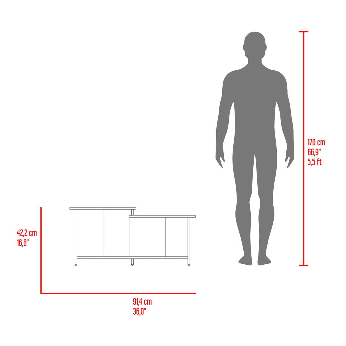 Mesa de Centro Wema Cartagena 89.3x41.6cm Rectangular y con Compartimientos - MESAS DE CENTRO | Bylmo
